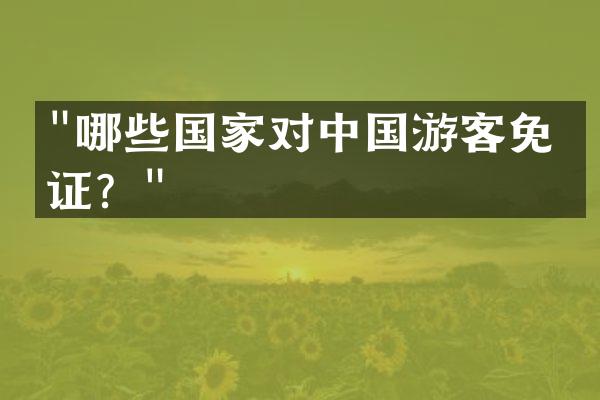"哪些国家对中国游客免签证？"