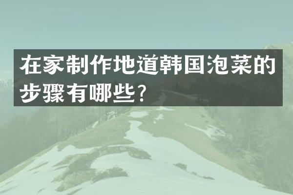 在家制作地道韩国泡菜的步骤有哪些？