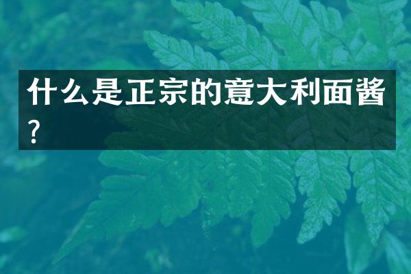 什么是正宗的意大利面酱？