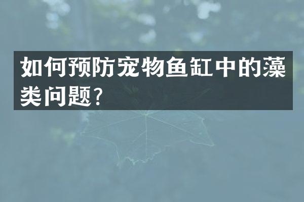 如何预防宠物鱼缸中的藻类问题？