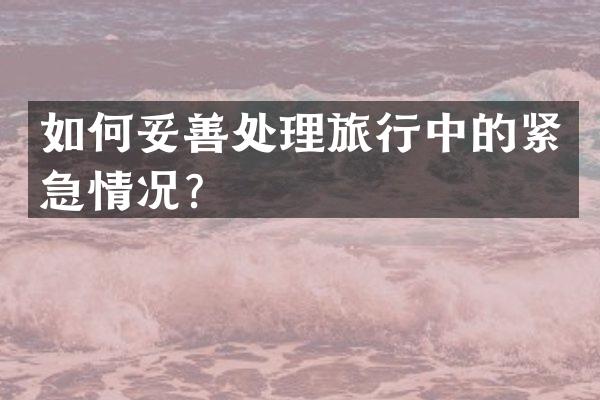 如何妥善处理旅行中的紧急情况？