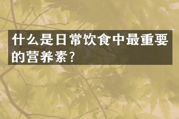 什么是日常饮食中最重要的营养素？