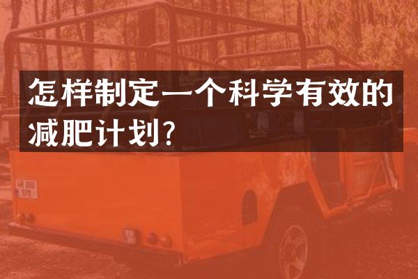 怎样制定一个科学有效的减肥计划？