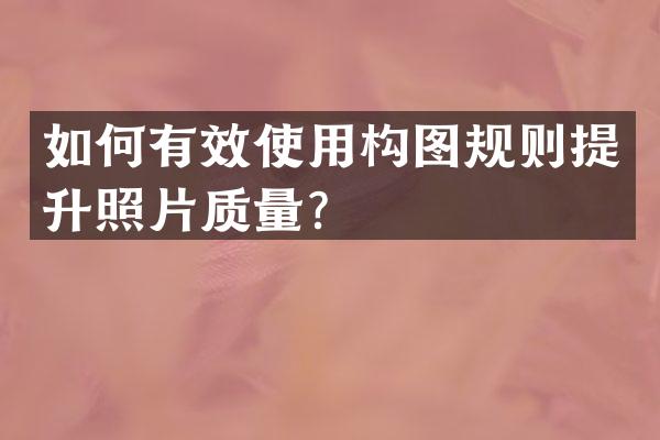 如何有效使用构图规则提升照片质量？