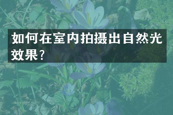 如何在室内拍摄出自然光效果？