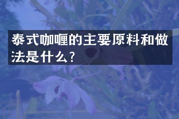 泰式咖喱的主要原料和做法是什么？