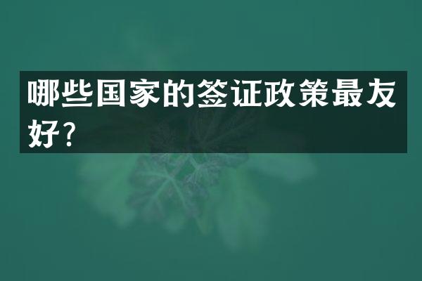 哪些国家的签证政策最友好？