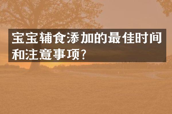 宝宝辅食添加的最佳时间和注意事项？