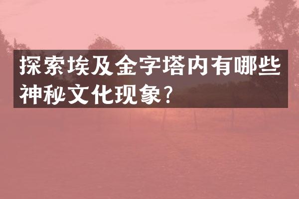 探索埃及金字塔内有哪些神秘文化现象？