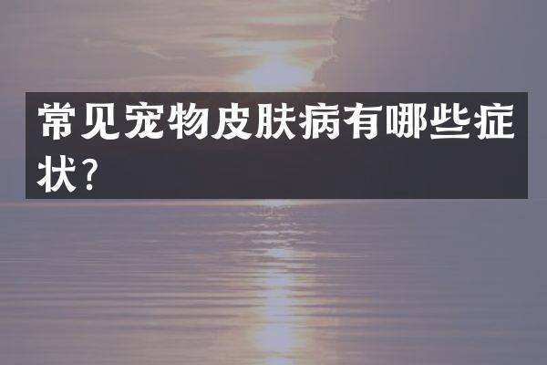 常见宠物皮肤病有哪些症状？