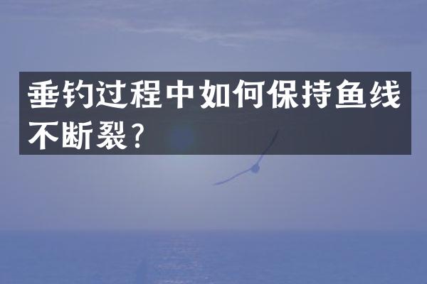 垂钓过程中如何保持鱼线不断裂？