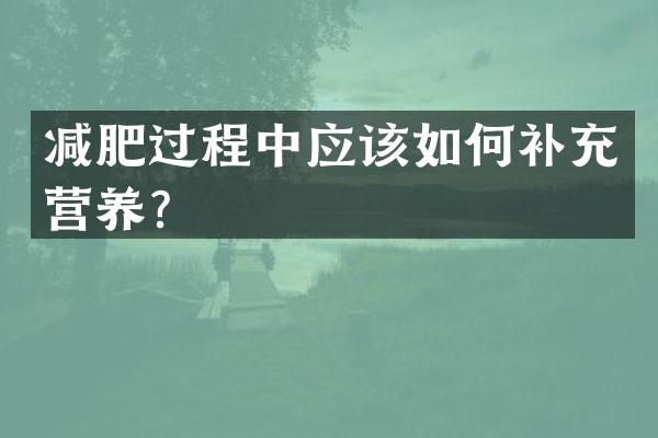 减肥过程中应该如何补充营养？