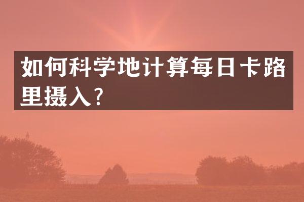 如何科学地计算每日卡路里摄入？