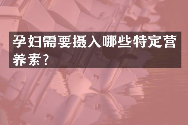 孕妇需要摄入哪些特定营养素？
