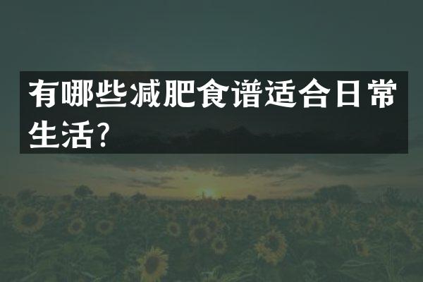 有哪些减肥食谱适合日常生活？