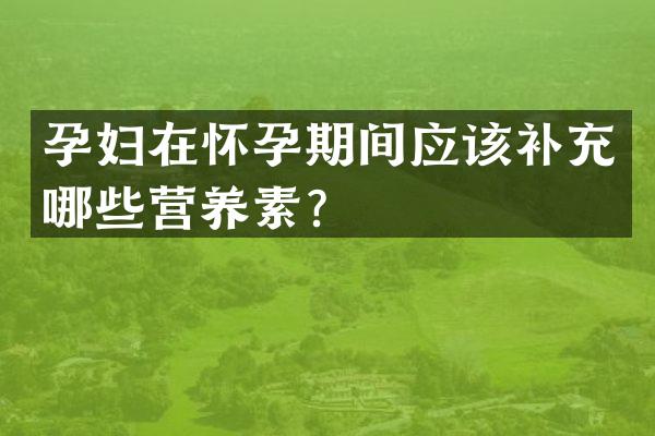 孕妇在怀孕期间应该补充哪些营养素？