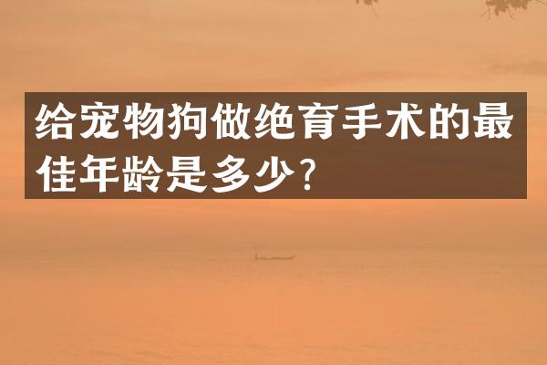 给宠物狗做绝育手术的最佳年龄是多少？