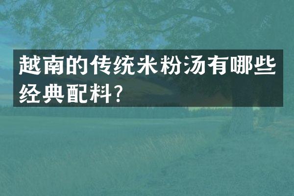 越南的传统米粉汤有哪些经典配料？