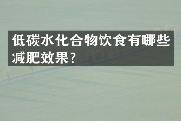 低碳水化合物饮食有哪些减肥效果？