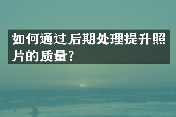 如何通过后期处理提升照片的质量？