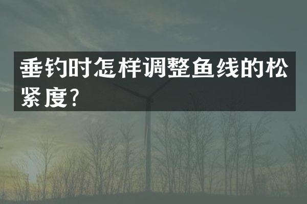 垂钓时怎样调整鱼线的松紧度？