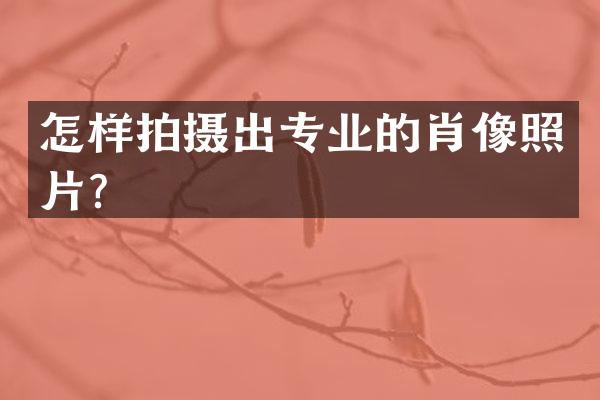 怎样拍摄出专业的肖像照片？