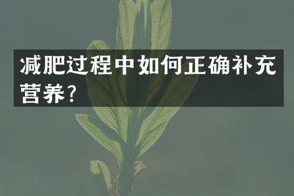 减肥过程中如何正确补充营养？