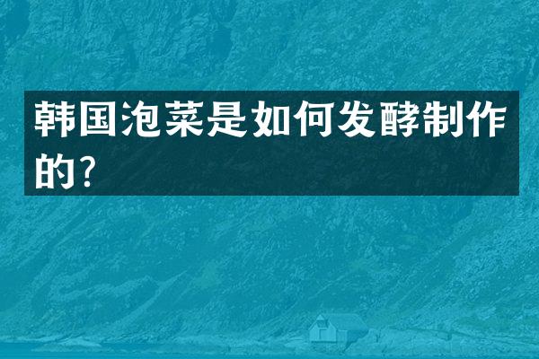 韩国泡菜是如何发酵制作的？