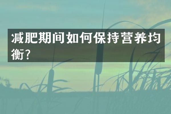 减肥期间如何保持营养均衡？