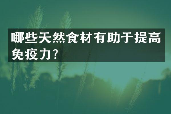 哪些天然食材有助于提高免疫力？