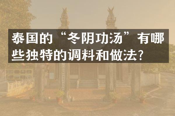 泰国的&ldquo;冬阴功汤&rdquo;有哪些独特的调料和做法？