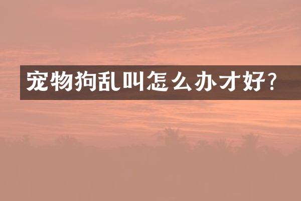宠物狗乱叫怎么办才好？