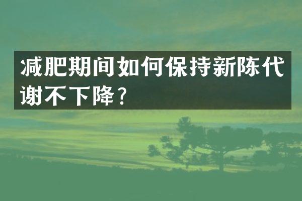 减肥期间如何保持新陈代谢不下降？