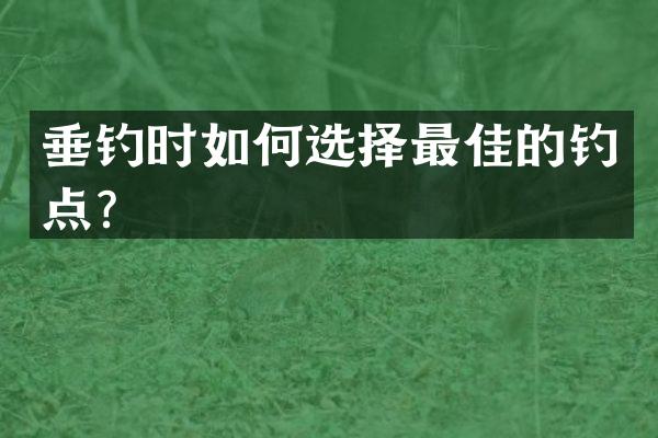 垂钓时如何选择最佳的钓点？