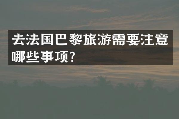 去法国巴黎旅游需要注意哪些事项？