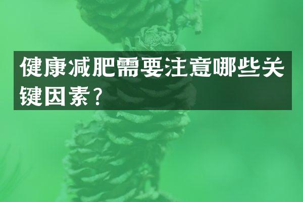 健康减肥需要注意哪些关键因素？