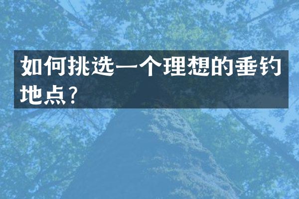 如何挑选一个理想的垂钓地点？