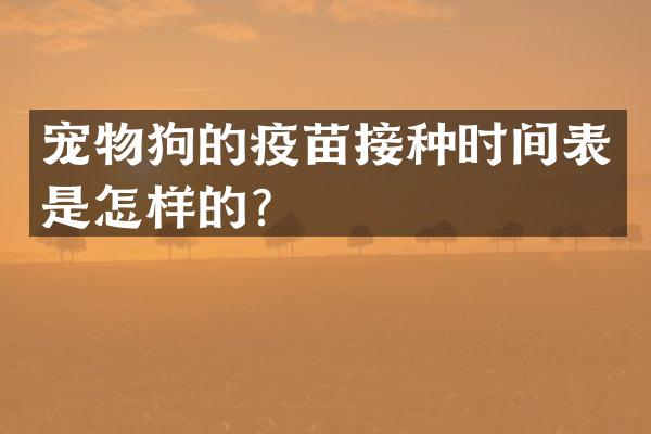 宠物狗的疫苗接种时间表是怎样的？