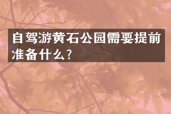 自驾游黄石公园需要提前准备什么？