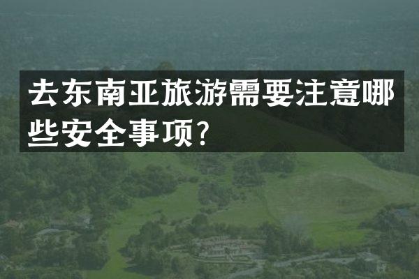 去东南亚旅游需要注意哪些安全事项？