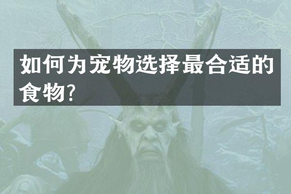 如何为宠物选择最合适的食物？