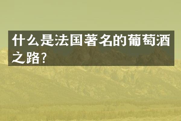 什么是法国著名的葡萄酒之路？