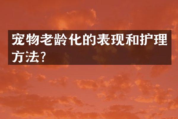 宠物老龄化的表现和护理方法？