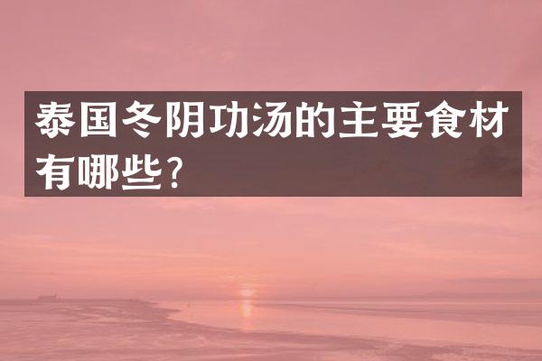 泰国冬阴功汤的主要食材有哪些？