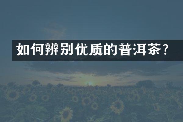 如何辨别优质的普洱茶？