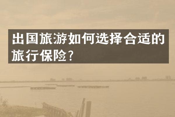 出国旅游如何选择合适的旅行保险？
