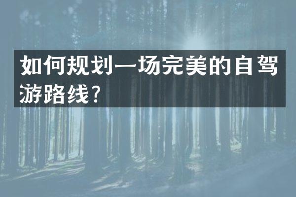 如何规划一场完美的自驾游路线？
