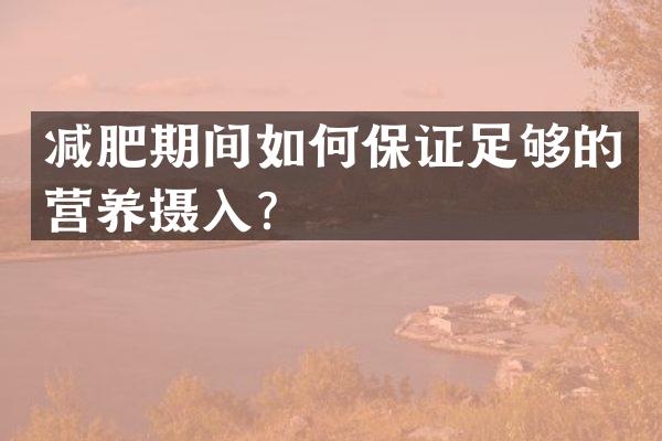 减肥期间如何保证足够的营养摄入？