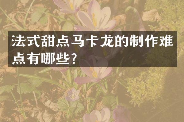 法式甜点马卡龙的制作难点有哪些？