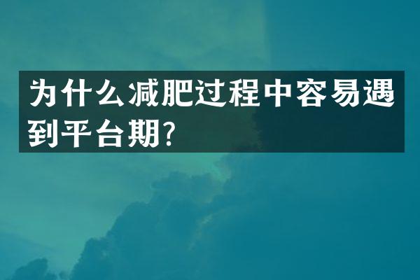 为什么减肥过程中容易遇到平台期？